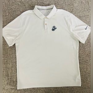 Nike Golf Men’s Marine Corps Short Sleeve Dri-Fit Polo - Color: White - Size: XL